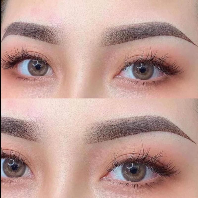 Phần chân mày được tán bột mịn màng, không gây cảm giác thô cứng