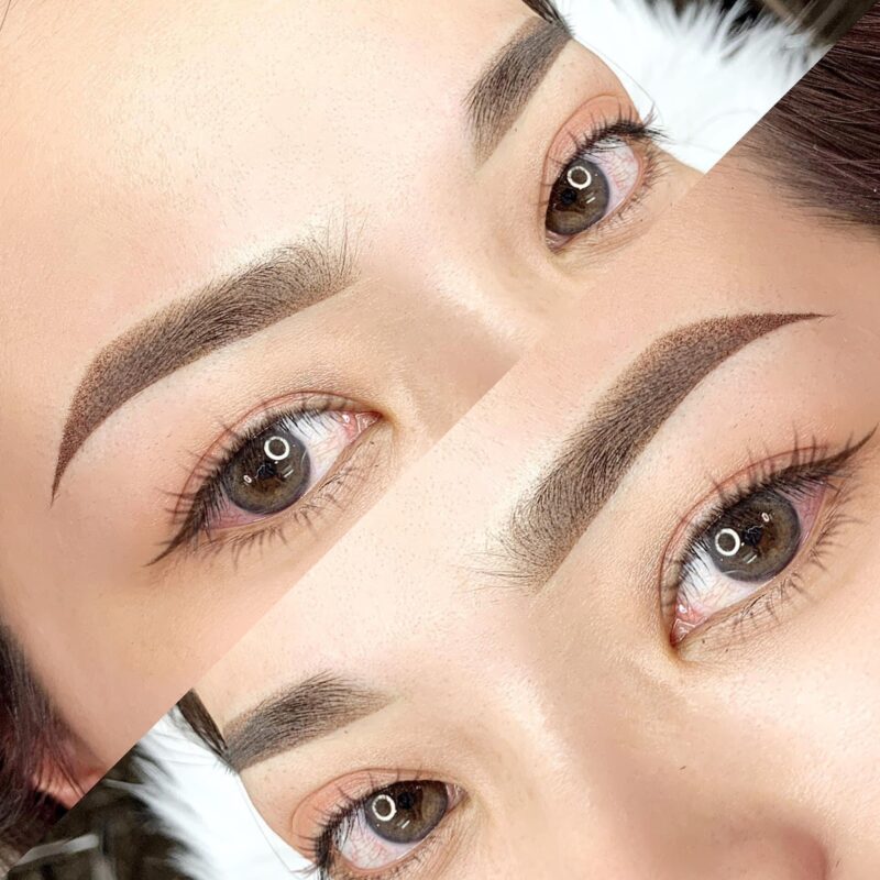 Chân mày phun tán bột đẹp tự nhiên, hài hòa với gương mặt