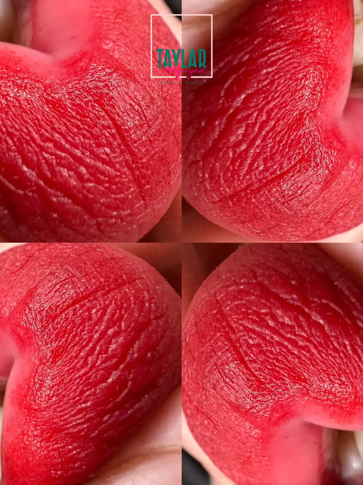 Hình ảnh phun môi màu đỏ cherry sau khi bong lên màu đẹp và chuẩn