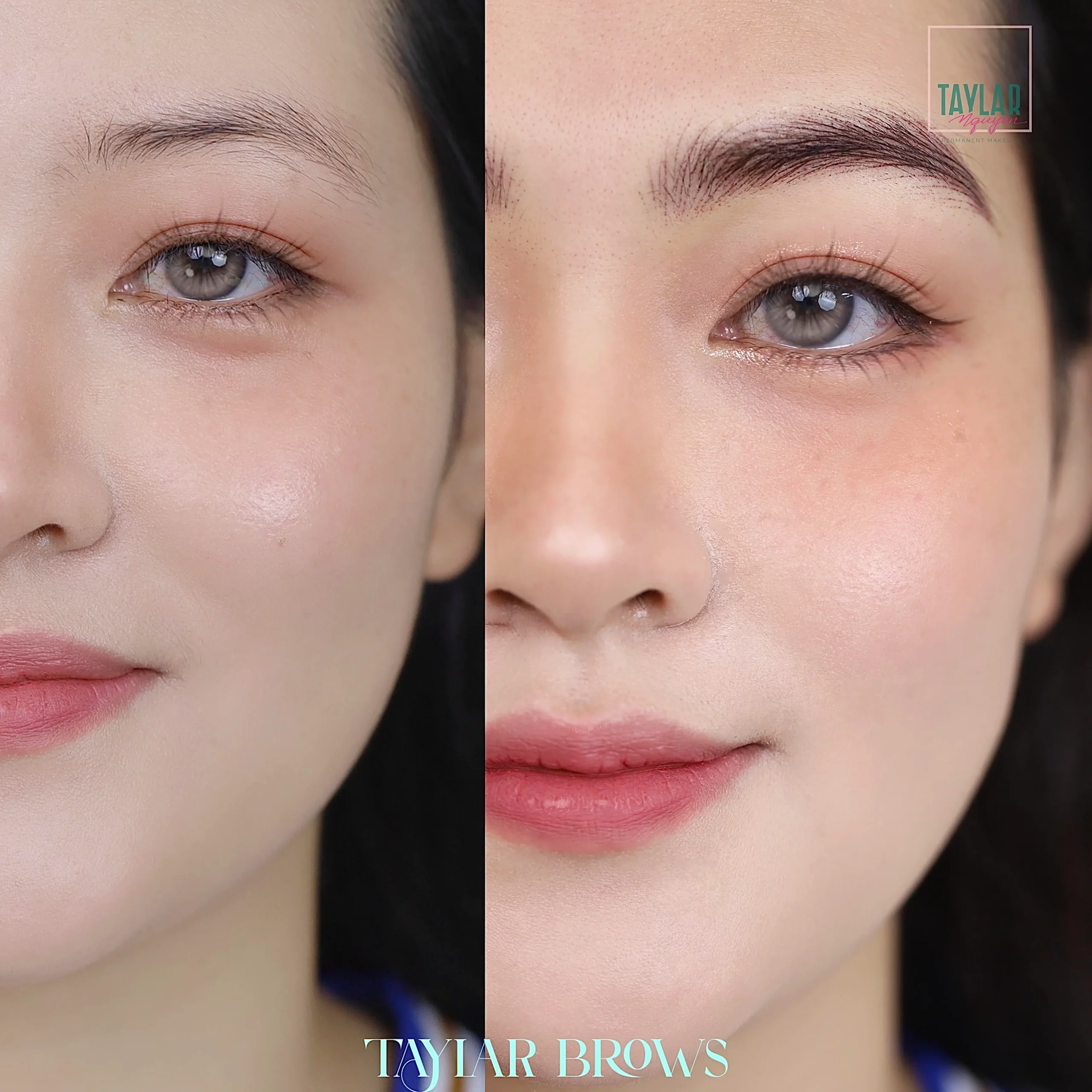 Hình ảnh khách hàng phun thêu lông mày tại Taylar Nguyen Beauty & Academy